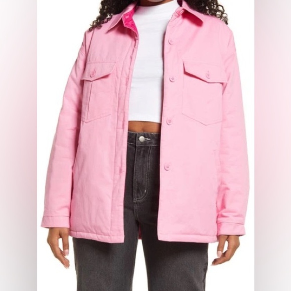 Sku 08 bp NWT Quilt Lined Button-up Shirt In Pink Yarrow Size M